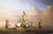 Monamy, Peter, The Royal yacht Peregrine arriving in the Thames estuary with King George i aboard in September 1714